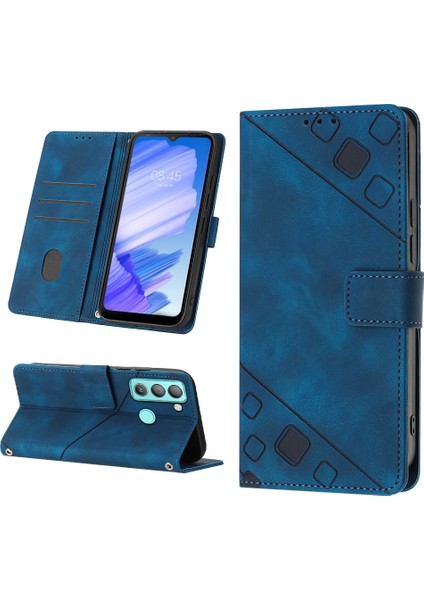 Pop 5 Lte Bd4 Için Deri Cüzdan Flip Stand Telefon Kılıfı - Mavi (Yurt Dışından)