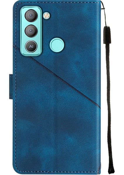 Pop 5 Lte Bd4 Için Deri Cüzdan Flip Stand Telefon Kılıfı - Mavi (Yurt Dışından)