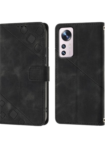 12 Pro Için Deri Cüzdan Flip Stand Telefon Kılıfı - Siyah (Yurt Dışından)
