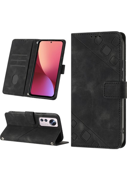 12 Pro Için Deri Cüzdan Flip Stand Telefon Kılıfı - Siyah (Yurt Dışından)