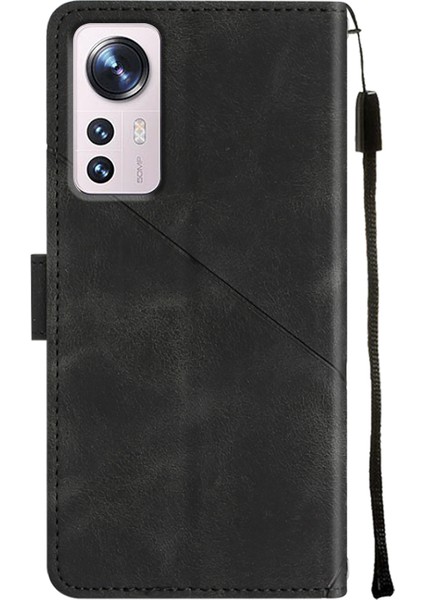 12 Pro Için Deri Cüzdan Flip Stand Telefon Kılıfı - Siyah (Yurt Dışından)