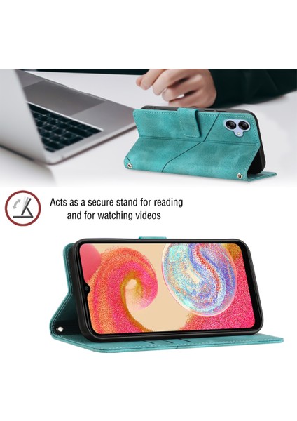 Galaxy A04E Için Deri Cüzdan Flip Stand Telefon Kılıfı - Yeşil (Yurt Dışından)