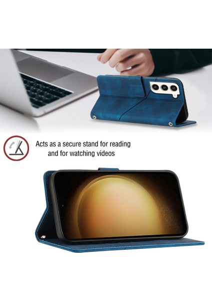 Galaxy S23+ Için Deri Cüzdan Flip Stand Telefon Kılıfı - Mavi (Yurt Dışından) indirimleri