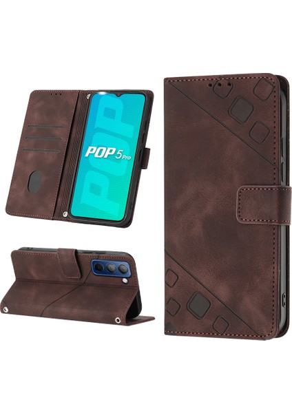 Pop 5p Için Deri Cüzdan Flip Stand Telefon Kılıfı - Kahverengi (Yurt Dışından)