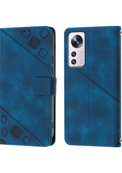 12 Pro Için Deri Cüzdan Flip Stand Telefon Kılıfı - Mavi (Yurt Dışından)