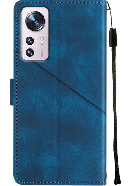 12 Pro Için Deri Cüzdan Flip Stand Telefon Kılıfı - Mavi (Yurt Dışından)