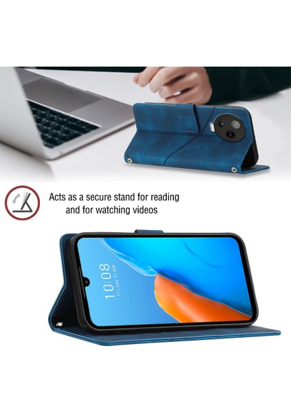 Note 12 Pro 4g Için Deri Cüzdan Flip Stand Telefon Kılıfı - Mavi (Yurt Dışından)