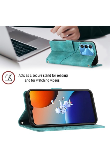 Spark 9 KG5P Için Deri Cüzdan Flip Stand Telefon Kılıfı - Yeşil (Yurt Dışından) fırsatları