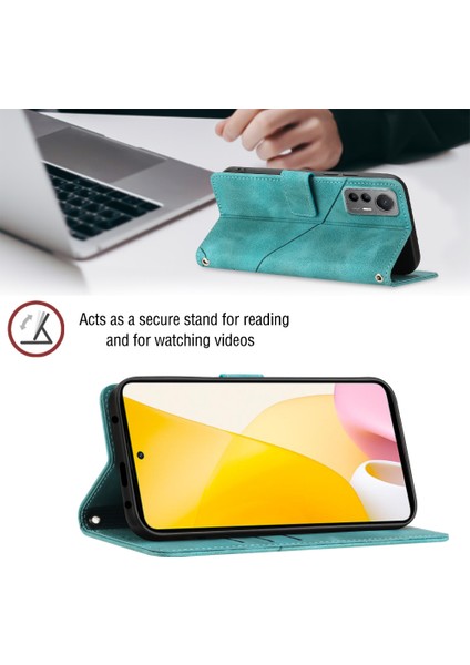 12 Lite Için Deri Cüzdan Flip Stand Telefon Kılıfı - Yeşil (Yurt Dışından)