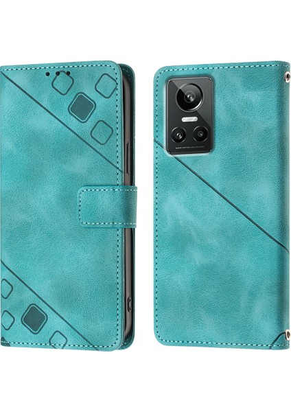 Gt Neo 3 Için Deri Cüzdan Flip Stand Telefon Kılıfı - Yeşil (Yurt Dışından)