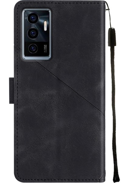 S10E 5G/V23E 4G/V23E 5G/Y75 4g Için Deri Cüzdan Flip Stand Telefon Kılıfı - Siyah (Yurt Dışından) modelleri