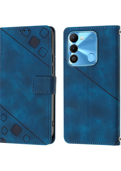 Spark 9 KG5P Için Deri Cüzdan Flip Stand Telefon Kılıfı - Mavi (Yurt Dışından)