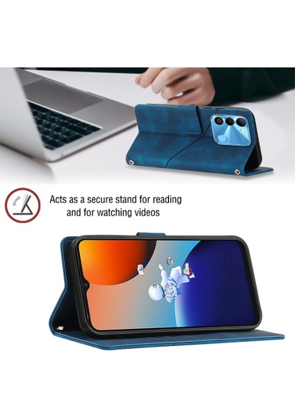 Spark 9 KG5P Için Deri Cüzdan Flip Stand Telefon Kılıfı - Mavi (Yurt Dışından) fırsatları