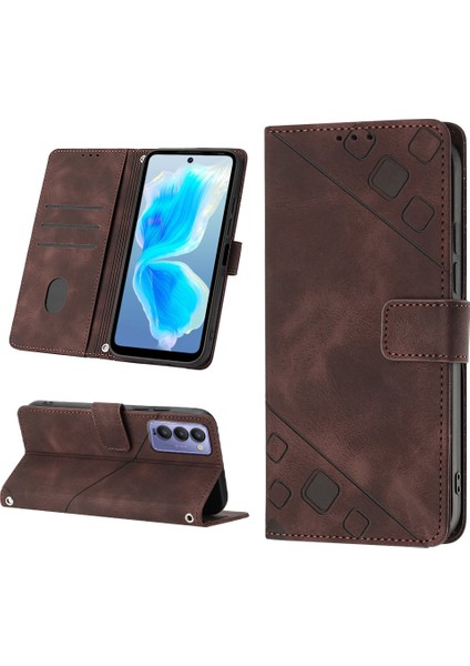 Camon 18 Için Deri Cüzdan Flip Stand Telefon Kılıfı - Kahverengi (Yurt Dışından)