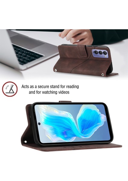 Camon 18 Için Deri Cüzdan Flip Stand Telefon Kılıfı - Kahverengi (Yurt Dışından)