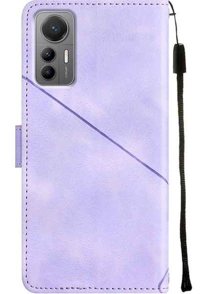 12 Lite Için Deri Cüzdan Flip Stand Telefon Kılıfı - Mor (Yurt Dışından)