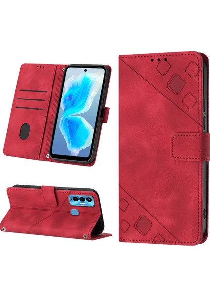 Camon 18I Için Deri Cüzdan Flip Stand Telefon Kılıfı - Kırmızı (Yurt Dışından) fiyatları