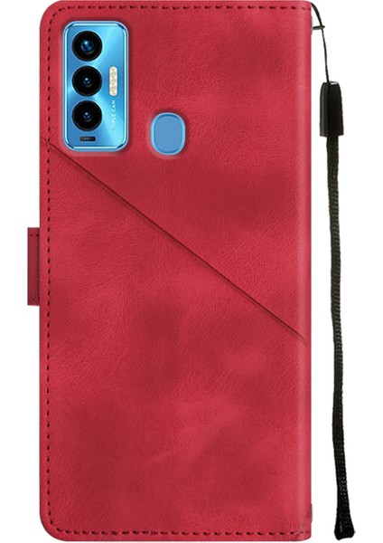 Camon 18I Için Deri Cüzdan Flip Stand Telefon Kılıfı - Kırmızı (Yurt Dışından) modelleri