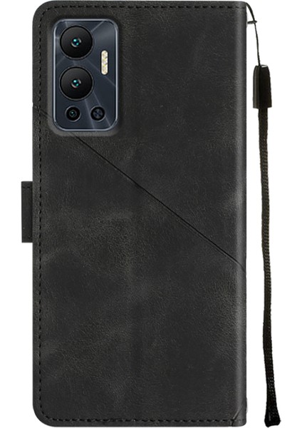 Hot 12 X6817 Için Deri Cüzdan Flip Stand Telefon Kılıfı - Siyah (Yurt Dışından)