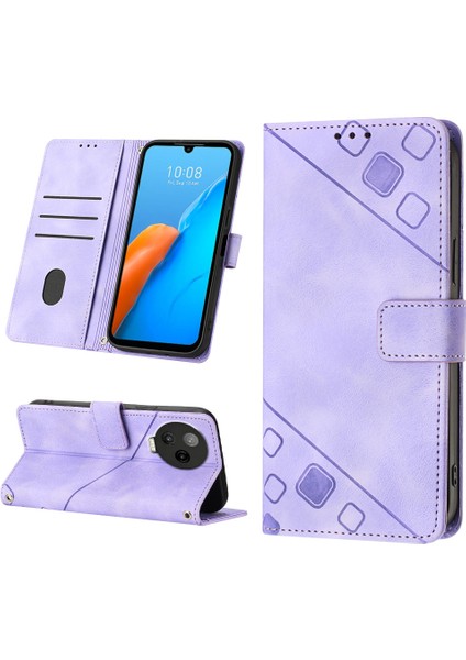 Note 20 X676C Için Deri Cüzdan Flip Stand Telefon Kılıfı - Mor (Yurt Dışından)