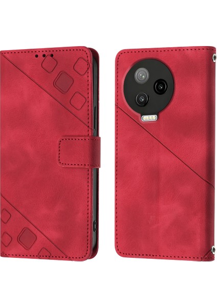 Note 20 X676C Için Deri Cüzdan Flip Stand Telefon Kılıfı - Kırmızı (Yurt Dışından)