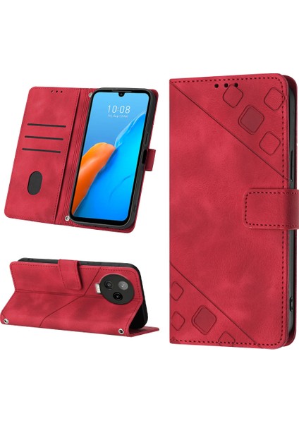 Note 20 X676C Için Deri Cüzdan Flip Stand Telefon Kılıfı - Kırmızı (Yurt Dışından)