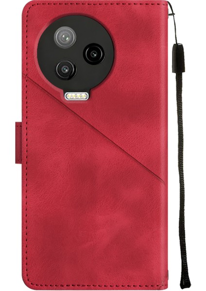 Note 20 X676C Için Deri Cüzdan Flip Stand Telefon Kılıfı - Kırmızı (Yurt Dışından)