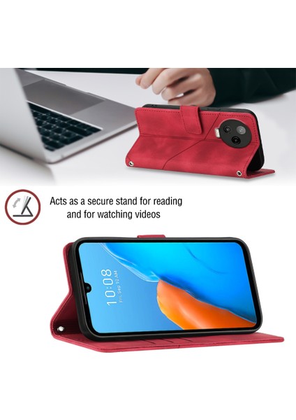 Note 20 X676C Için Deri Cüzdan Flip Stand Telefon Kılıfı - Kırmızı (Yurt Dışından)
