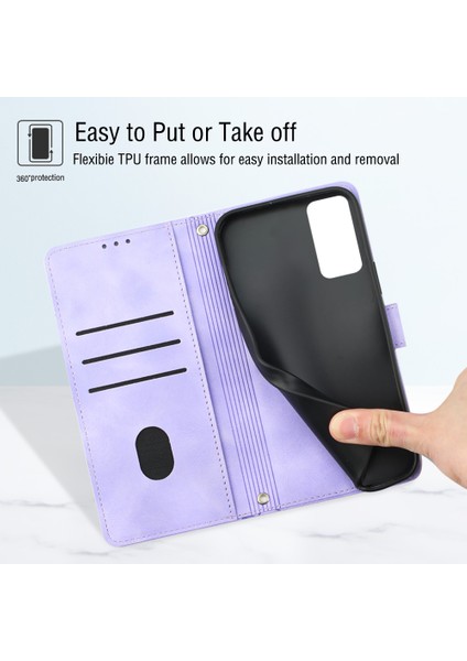 12 Lite Için Deri Cüzdan Flip Stand Telefon Kılıfı - Mor (Yurt Dışından)