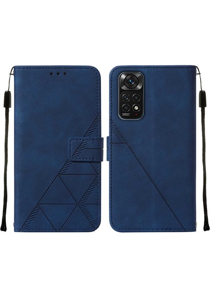 Redmi Note 11S / NOTE11 4g Için Kabartmalı Pu Deri Stand Cüzdan Telefon Kılıfı - Mavi (Yurt Dışından)