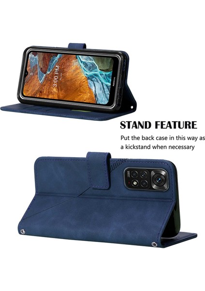 Redmi Note 11S / NOTE11 4g Için Kabartmalı Pu Deri Stand Cüzdan Telefon Kılıfı - Mavi (Yurt Dışından)