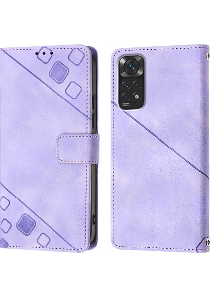 Redmi Note 11S / Note 11 4g Için Deri Cüzdan Flip Stand Telefon Kılıfı - Mor (Yurt Dışından)
