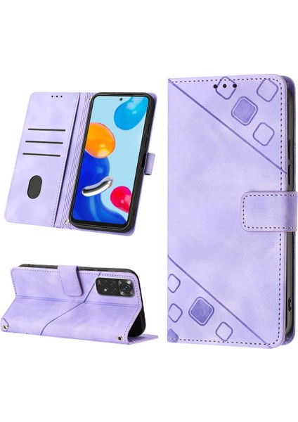 Redmi Note 11S / Note 11 4g Için Deri Cüzdan Flip Stand Telefon Kılıfı - Mor (Yurt Dışından)