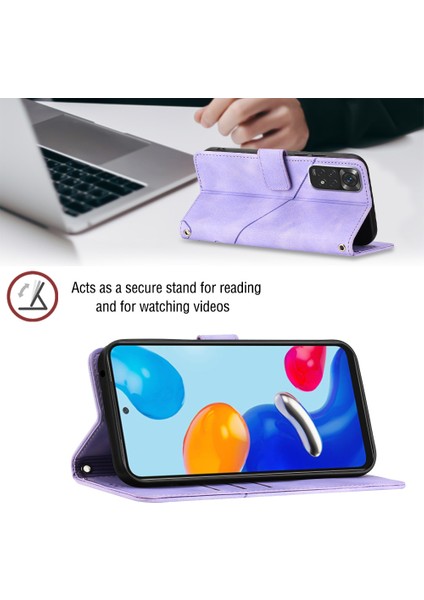 Redmi Note 11S / Note 11 4g Için Deri Cüzdan Flip Stand Telefon Kılıfı - Mor (Yurt Dışından)