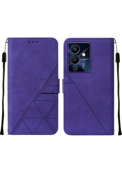 Note 12 Pro 5g Için Kabartmalı Pu Deri Stand Cüzdan Telefon Kılıfı - Mor (Yurt Dışından)