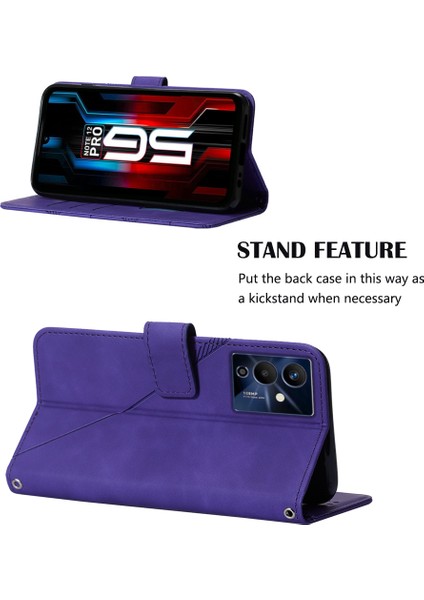Note 12 Pro 5g Için Kabartmalı Pu Deri Stand Cüzdan Telefon Kılıfı - Mor (Yurt Dışından)