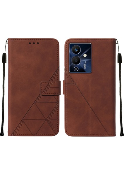 Note 12 Pro 5g Için Kabartmalı Pu Deri Stand Cüzdan Telefon Kılıfı - Kahverengi (Yurt Dışından)