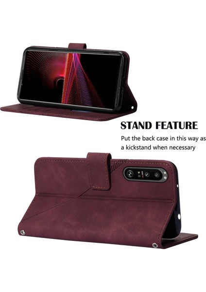 Xperia 1 Iıı Için Kabartmalı Pu Deri Stand Cüzdan Telefon Kılıfı - Kırmızı (Yurt Dışından) fiyatları