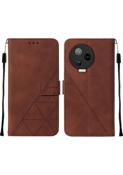 Note 12 Pro 4g Için Kabartmalı Pu Deri Stand Cüzdan Telefon Kılıfı - Kahverengi (Yurt Dışından)