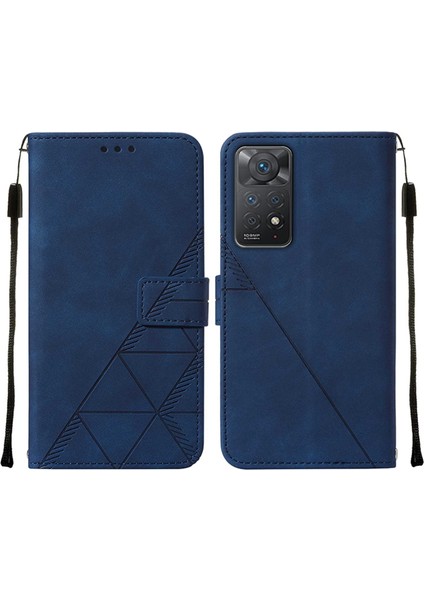 Redmi Note 11 Pro 5g / 4g Için Kabartmalı Pu Deri Stand Cüzdan Telefon Kılıfı - Mavi (Yurt Dışından)