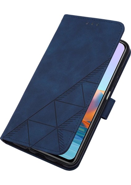 Redmi Note 10 Pro / 10 Pro Max Için Kabartmalı Pu Deri Stand Cüzdan Telefon Kılıfı - Mavi (Yurt Dışından) modelleri