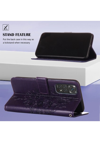 Redmi Note 11S / NOTE11 4g Için Kelebek Pu Deri Çevirmeli Cüzdan Stand Telefon Kılıfı - Mor (Yurt Dışından)