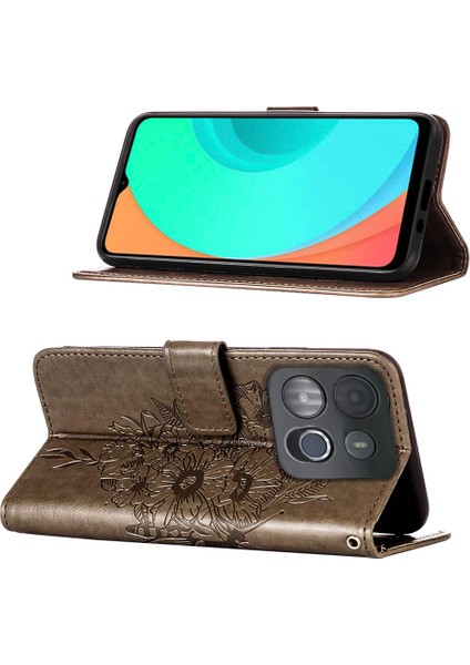 Smart 7 Için Kelebek Pu Deri Çevirmeli Cüzdan Stand Telefon Kılıfı - Gri (Yurt Dışından)