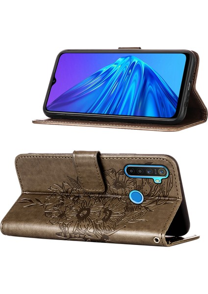 5 / 6i Için Kelebek Pu Deri Çevirmeli Cüzdan Stand Telefon Kılıfı - Gri (Yurt Dışından)
