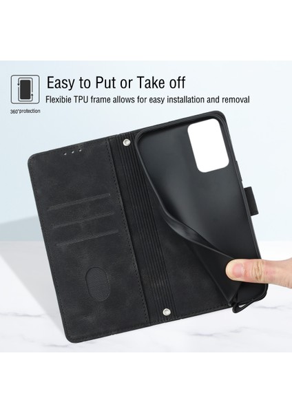 Redmi Note 11E Için Deri Cüzdan Flip Stand Telefon Kılıfı - Siyah (Yurt Dışından)