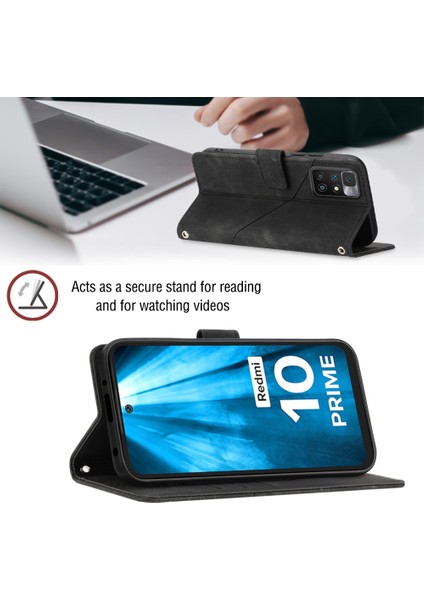 Redmi Note 11E Için Deri Cüzdan Flip Stand Telefon Kılıfı - Siyah (Yurt Dışından)