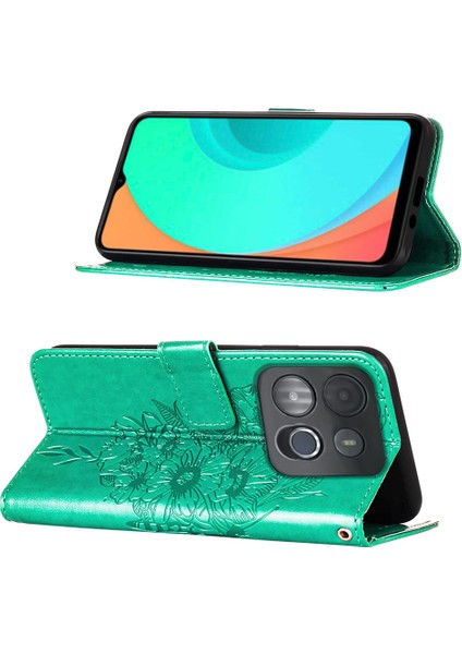 Smart 7 Için Kelebek Pu Deri Çevirmeli Cüzdan Stand Telefon Kılıfı - Yeşil (Yurt Dışından)