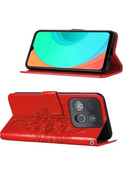 Smart 7 Için Kelebek Pu Deri Çevirmeli Cüzdan Stand Telefon Kılıfı - Kırmızı (Yurt Dışından)