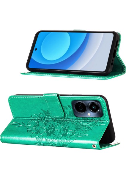 Camon 19 Pro 5g Için Kelebek Pu Deri Çevirmeli Cüzdan Stand Telefon Kılıfı - Yeşil (Yurt Dışından)