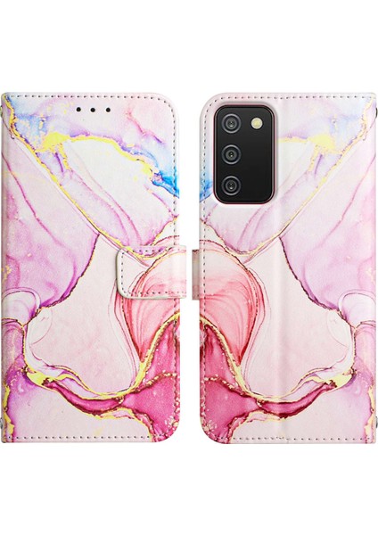 Galaxy A02S Için Mermer Desenli Pu Deri Cüzdan Telefon Kılıfı - Rose Gold (Yurt Dışından)